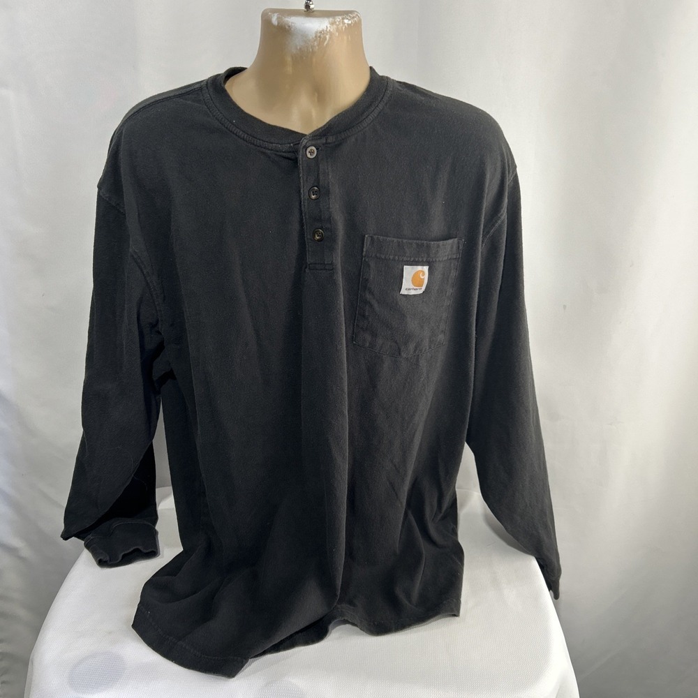 Carhartt Men's K128 Long Sleeve Henley Original Fit Black Size XL T-Shirt